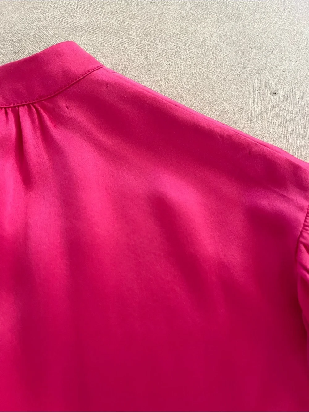 Reformation Fuschia Satin Button-Up Blouse
